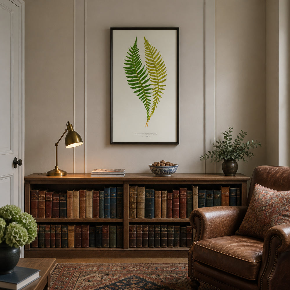 Room mockup featuring Polypodium Botanical Illustration Art Print