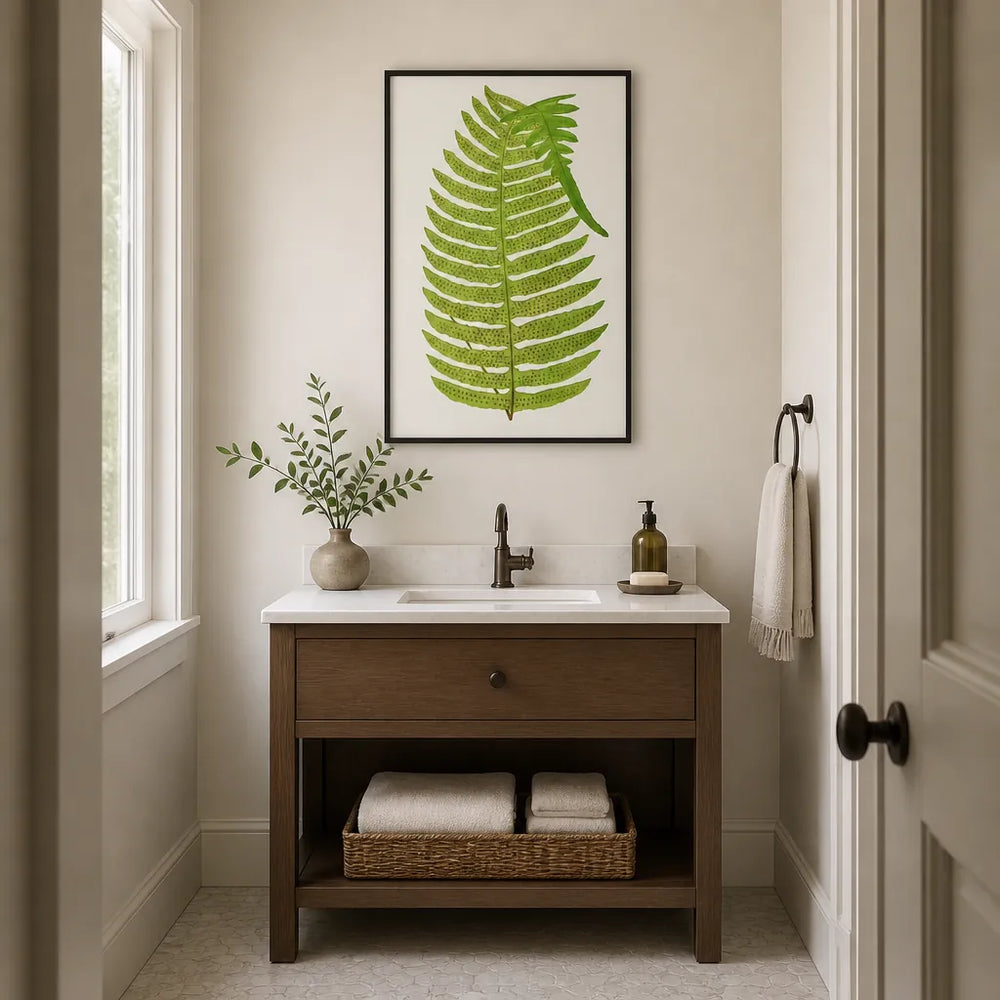 Room mockup featuring Polypodium Karwinskianum Botanical Art Print