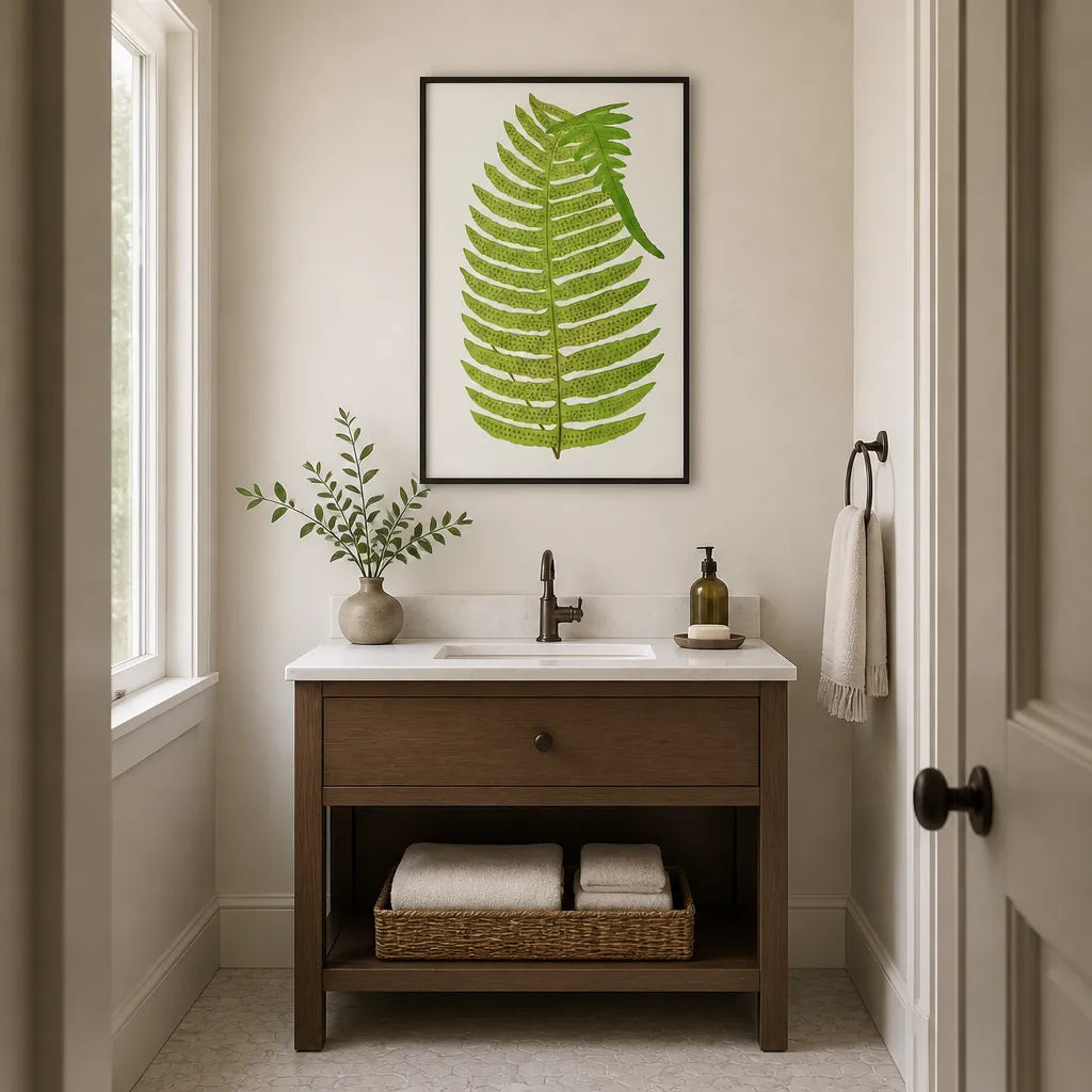 Room mockup featuring Polypodium Karwinskianum Botanical Art Print
