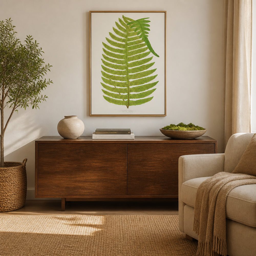 Room mockup featuring Polypodium Karwinskianum Botanical Art Print