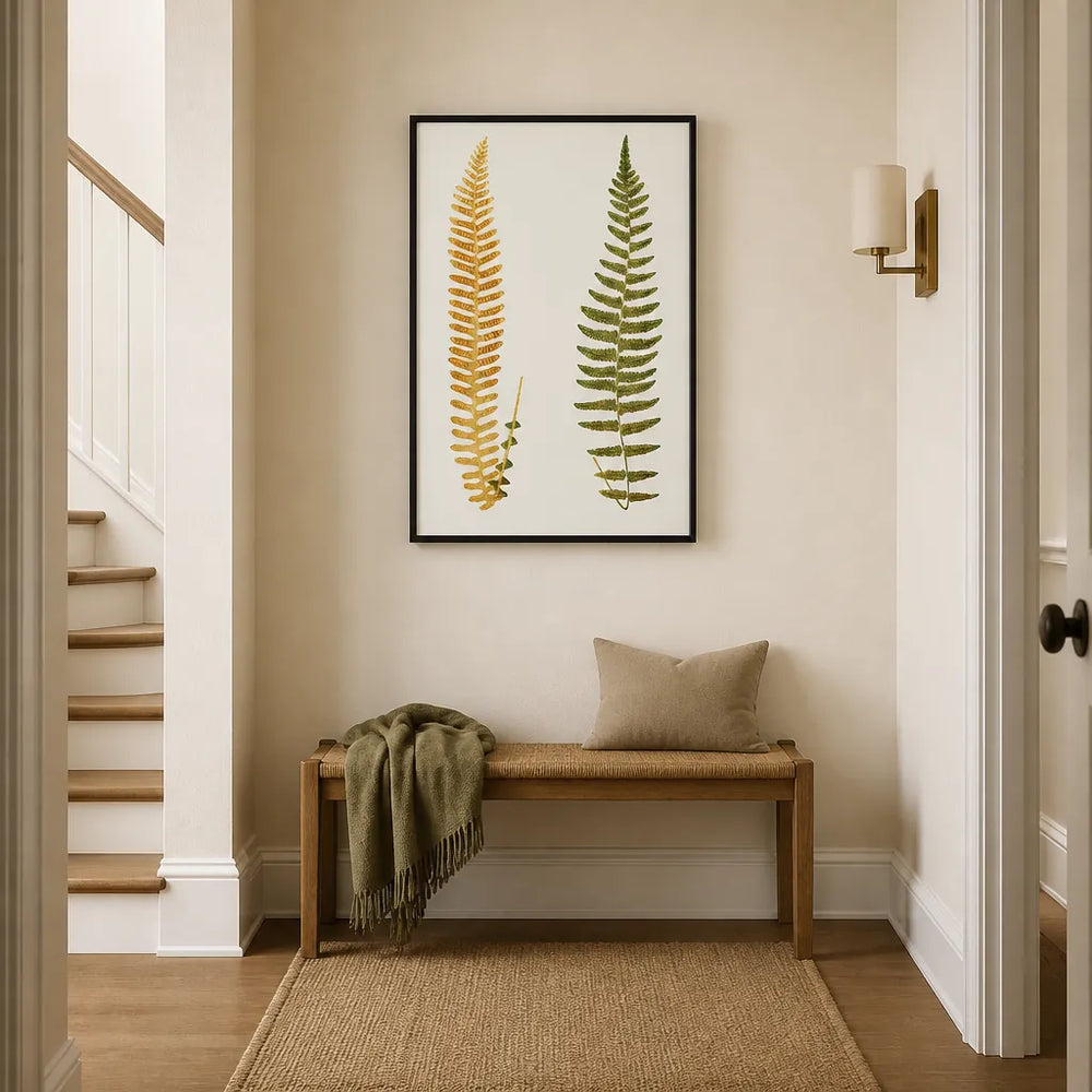 Room mockup featuring Polypodium Fern Botanical Art Print