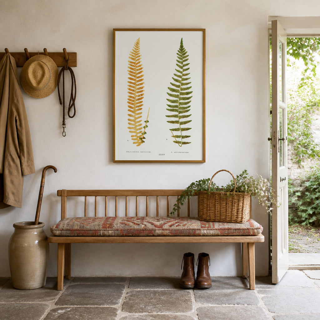 Room mockup featuring Polypodium Fern Botanical Art Print