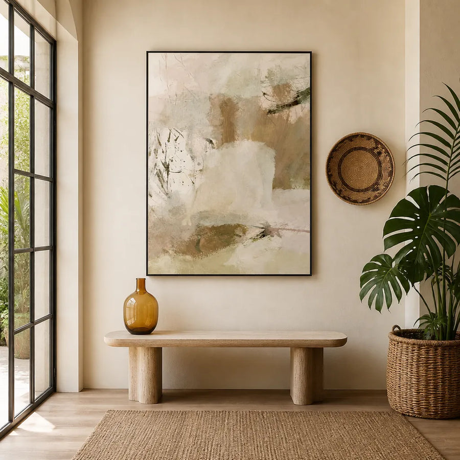 Gentle Earth Tones Abstract Art Print in a room setting