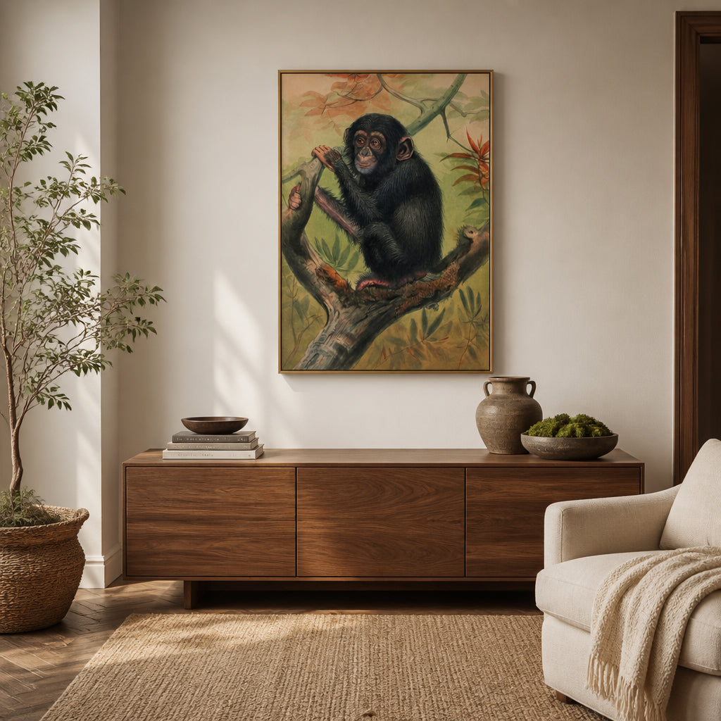 Room mockup featuring The Chimpanzee Vintage Art Print