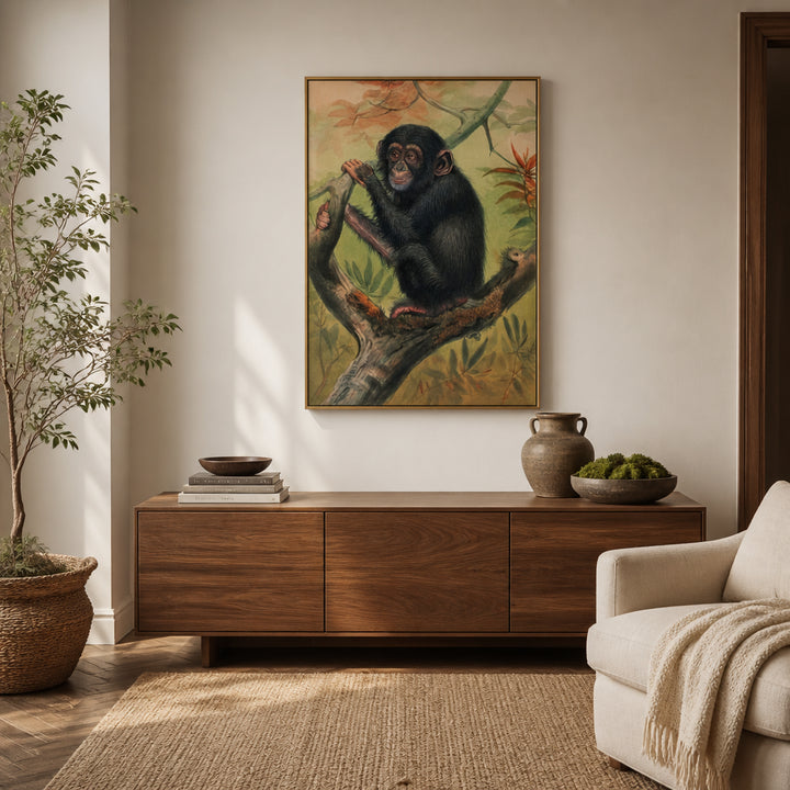 Room mockup featuring The Chimpanzee Vintage Art Print
