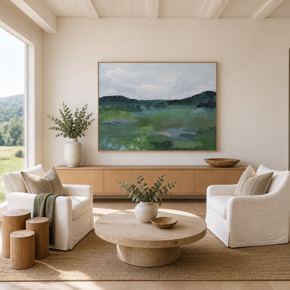 Room mockup featuring Verdant Landscape Serenity 5 Art Print