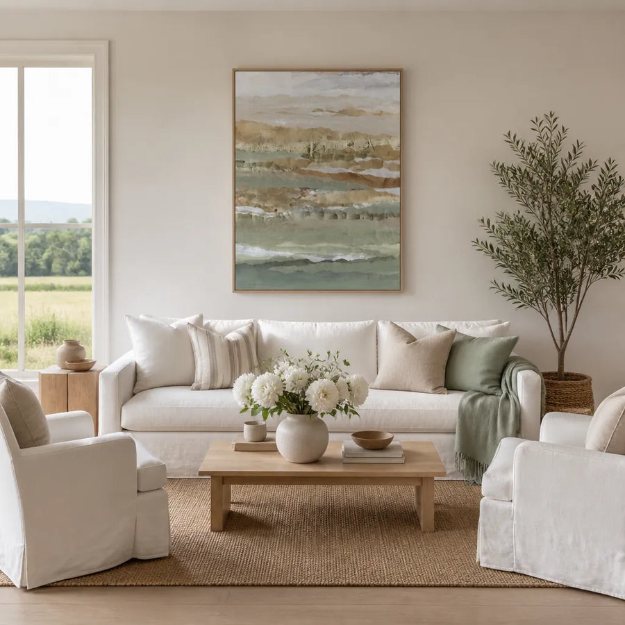 Earth Tones Horizon Art Print in a room setting