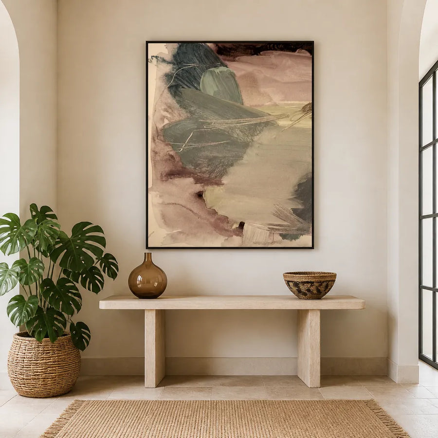 Gentle Hues Abstract Art Print in a room setting