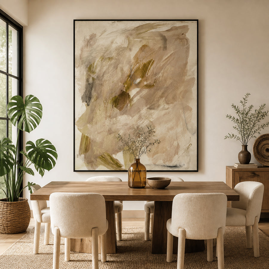 Ethereal Earth Tone Abstract Art Print in a room setting