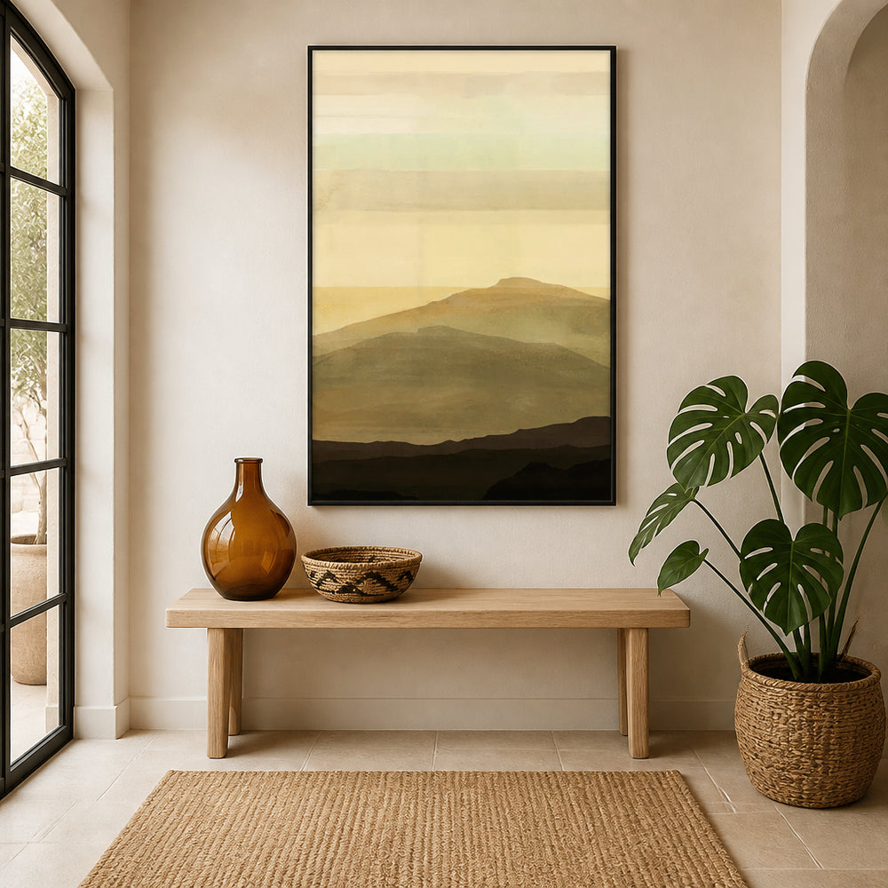 Room mockup featuring Serene Ochre Horizon Art Print 2