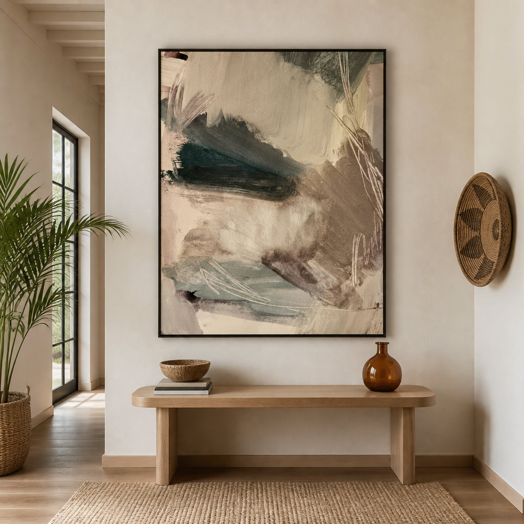 Room mockup featuring Muted Elegance Brushstroke Art Print