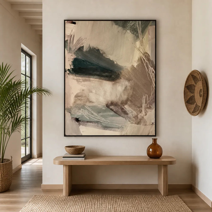 Muted Elegance Brushstroke Art Print in a room setting