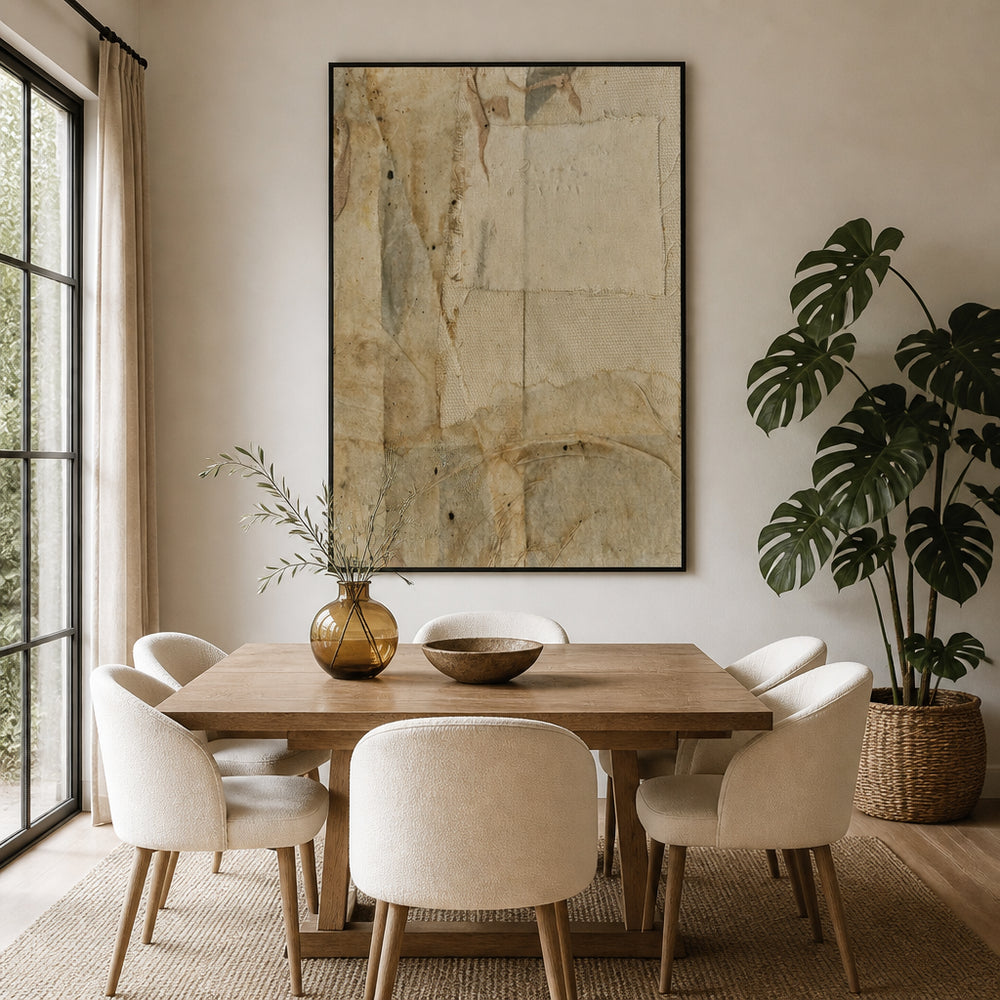 Room mockup featuring Worn Canvas Collage Art Print