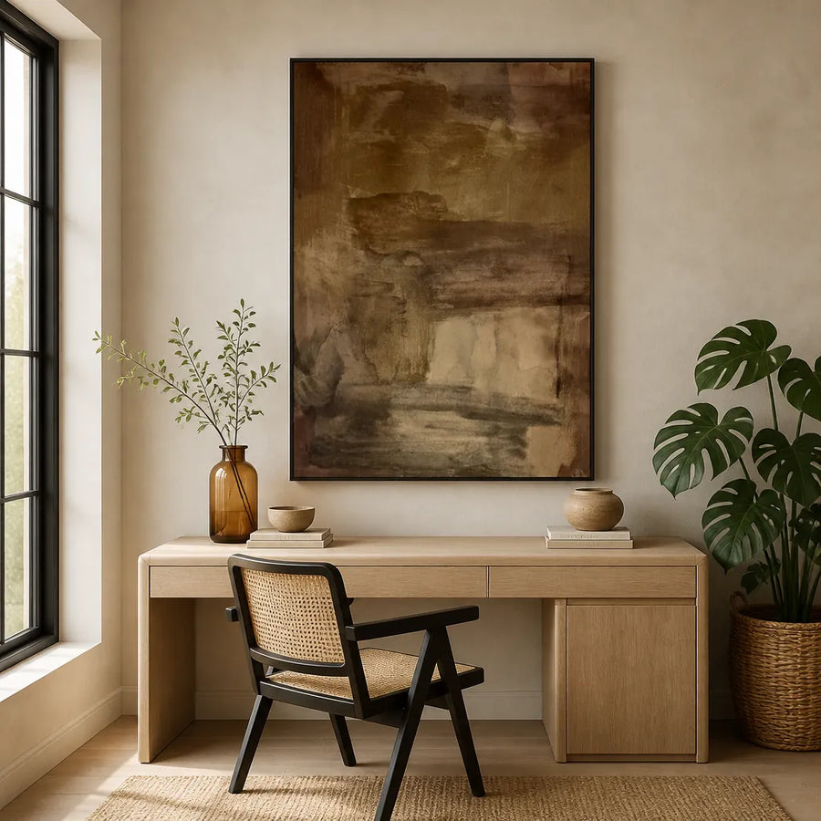 Earthy Tranquility Abstract Art Print in a room setting