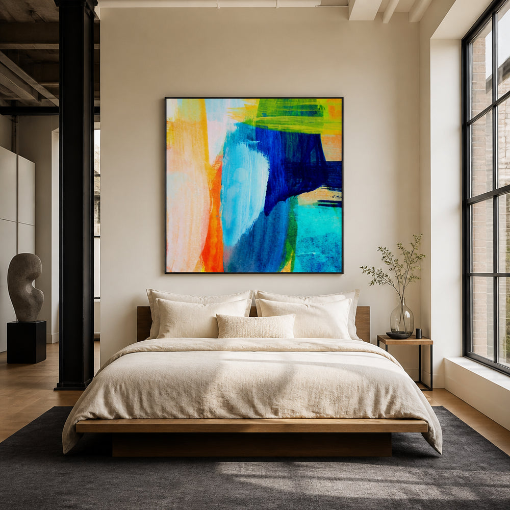 Room mockup featuring Vivid Tropical Hues Art Print