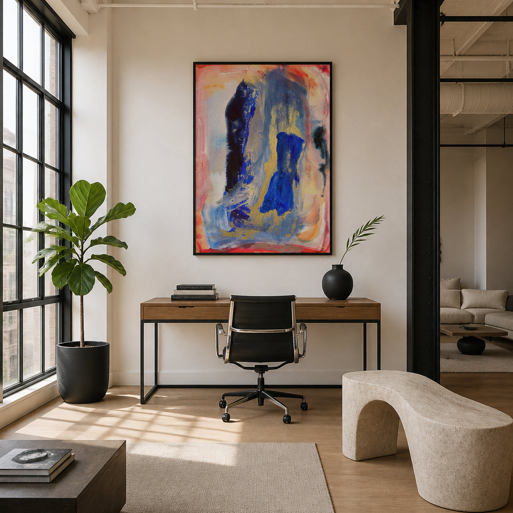 Room mockup featuring Vibrant Blue Abstract Art Print