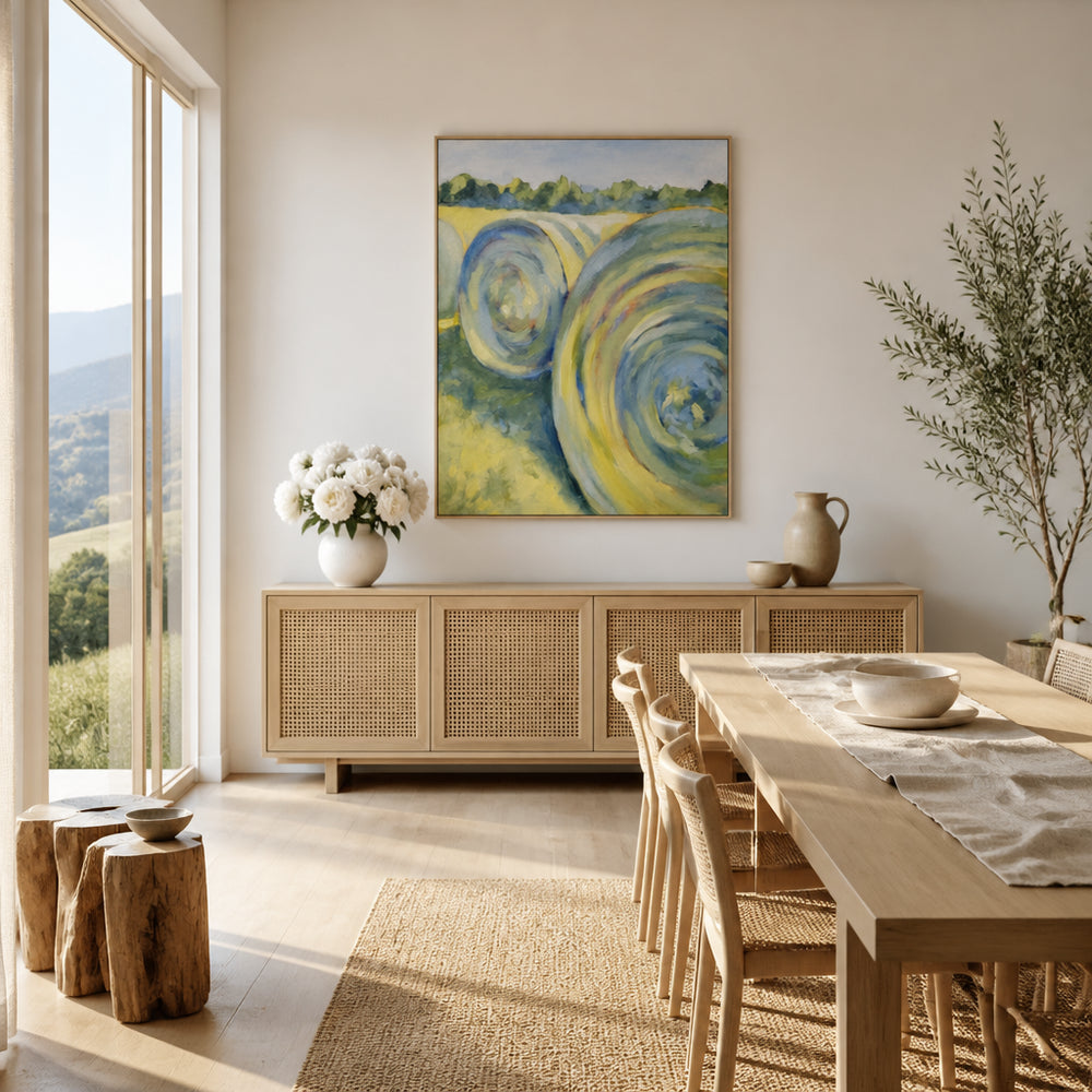 Room mockup featuring Golden Hay Bales Art Print