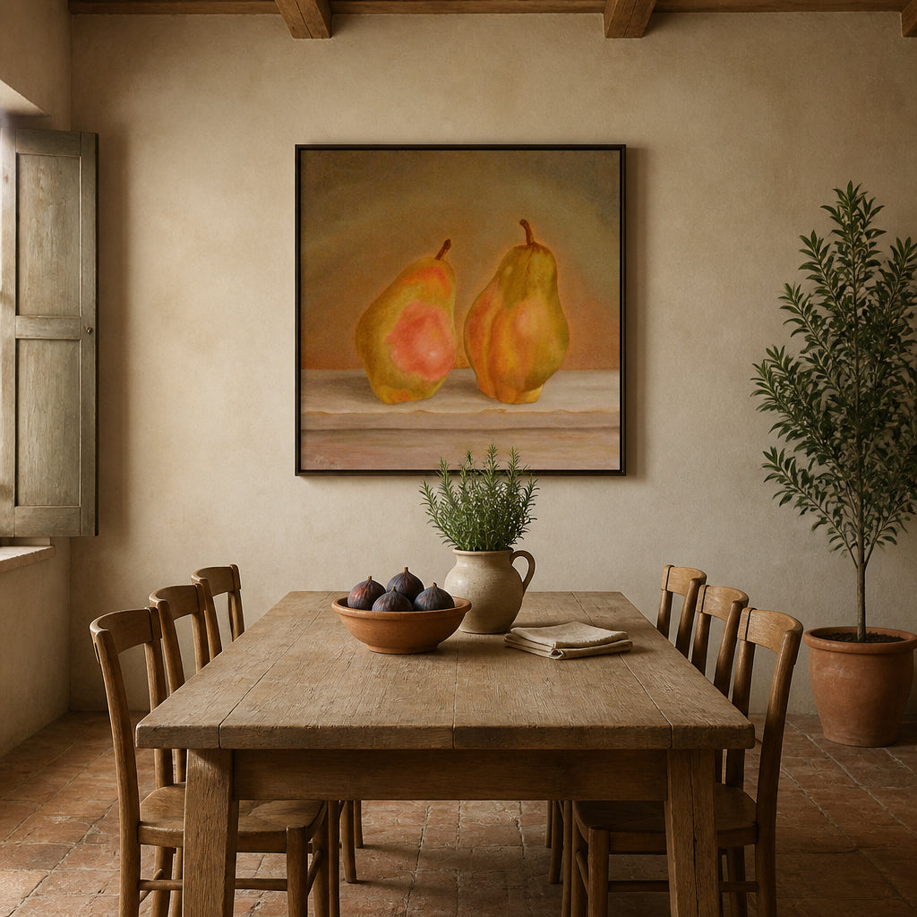 Room mockup featuring Rustic Harmony Pears Art Print