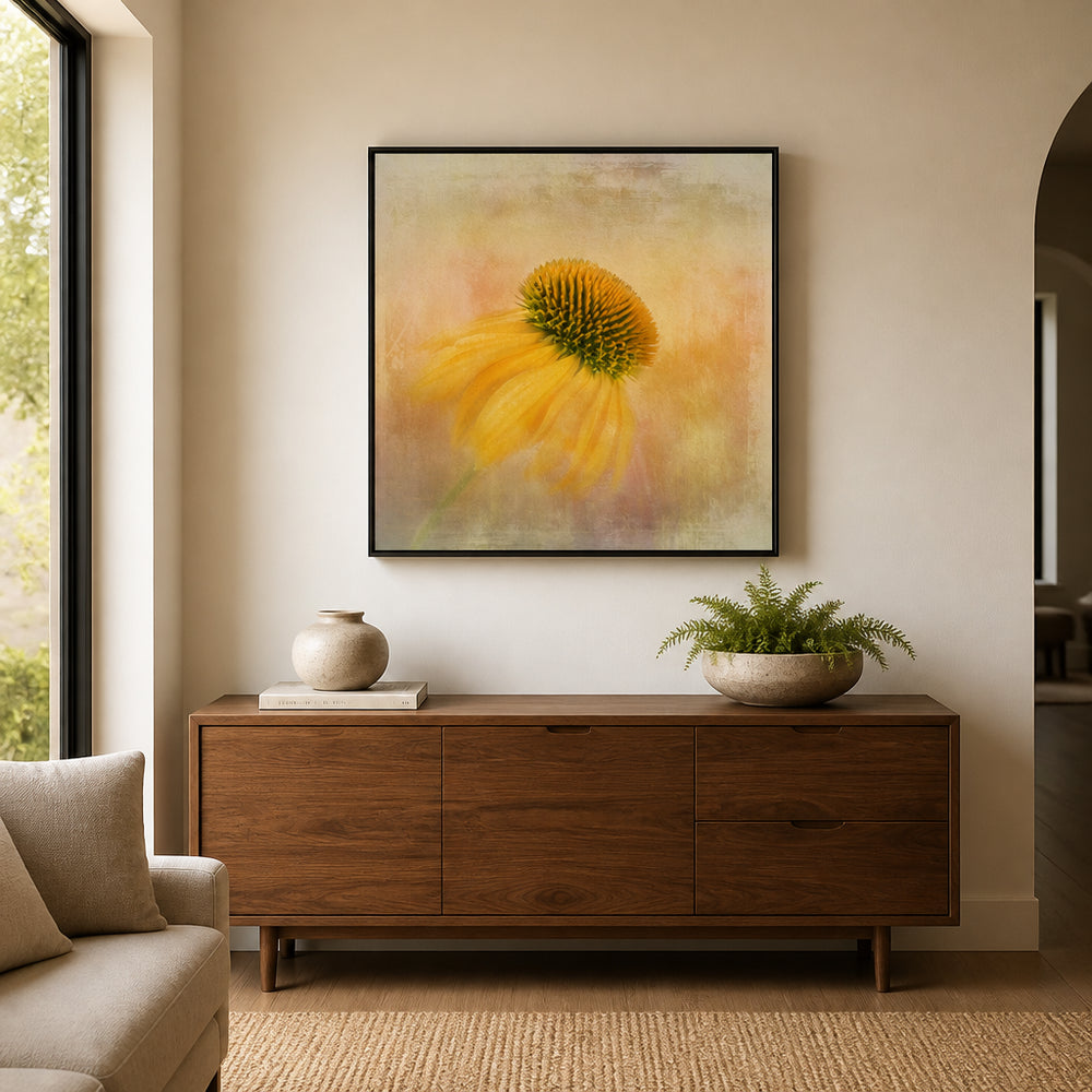 Room mockup featuring Echinacea Purpurea Pastel Art Print