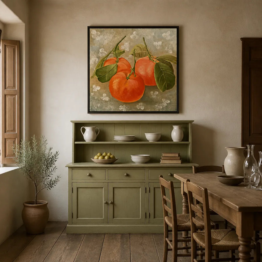 Tangerine Harvest Still Life Art Print in a room setting