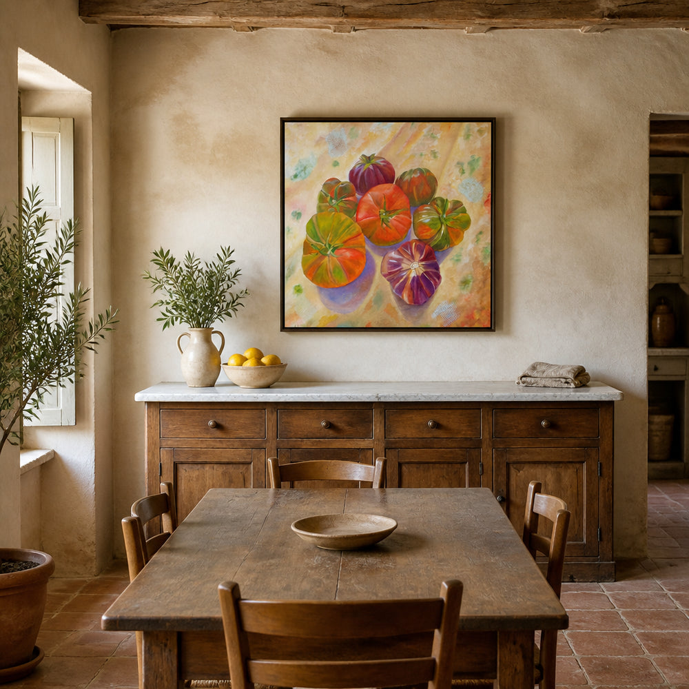 Room mockup featuring Vibrant Heirloom Tomatoes Art Print
