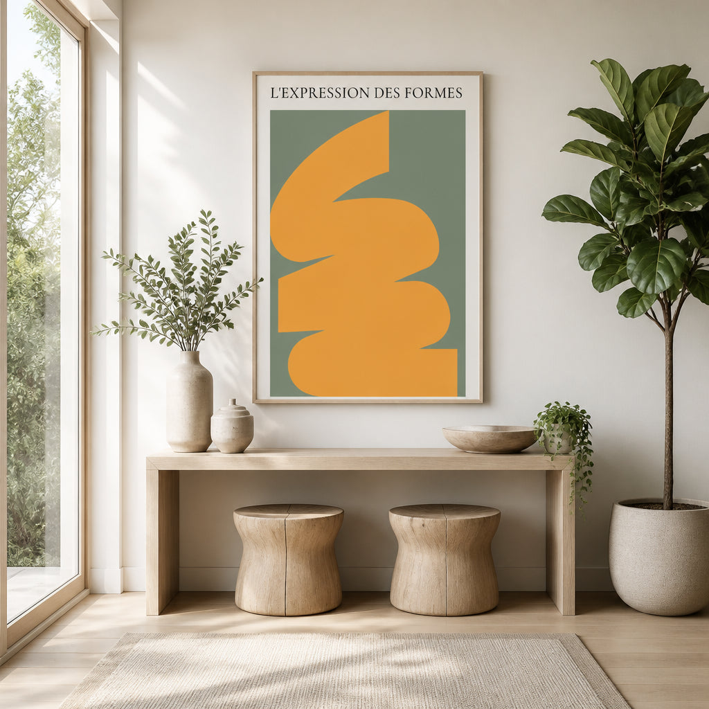 Room mockup featuring Abstract Curves Expression Art Print