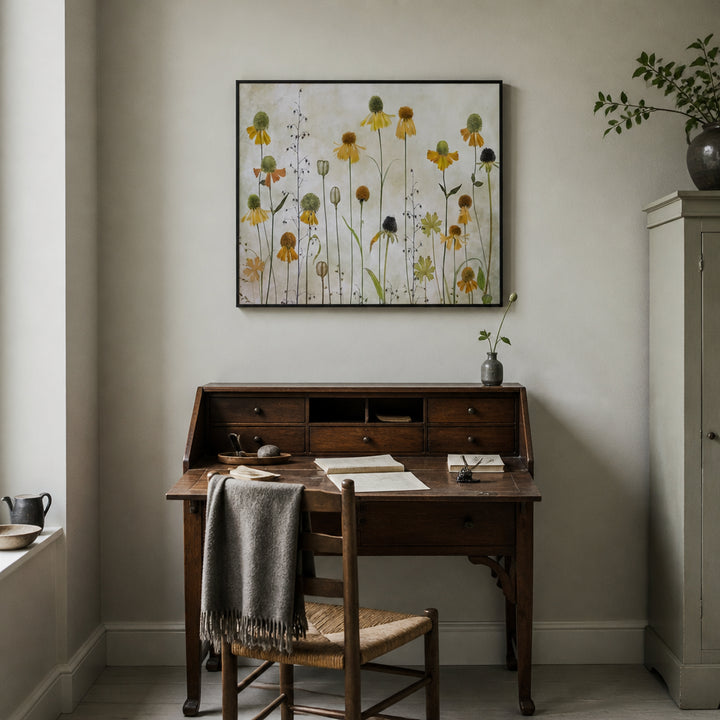 Room mockup featuring Wild Helenium Meadow Art Print