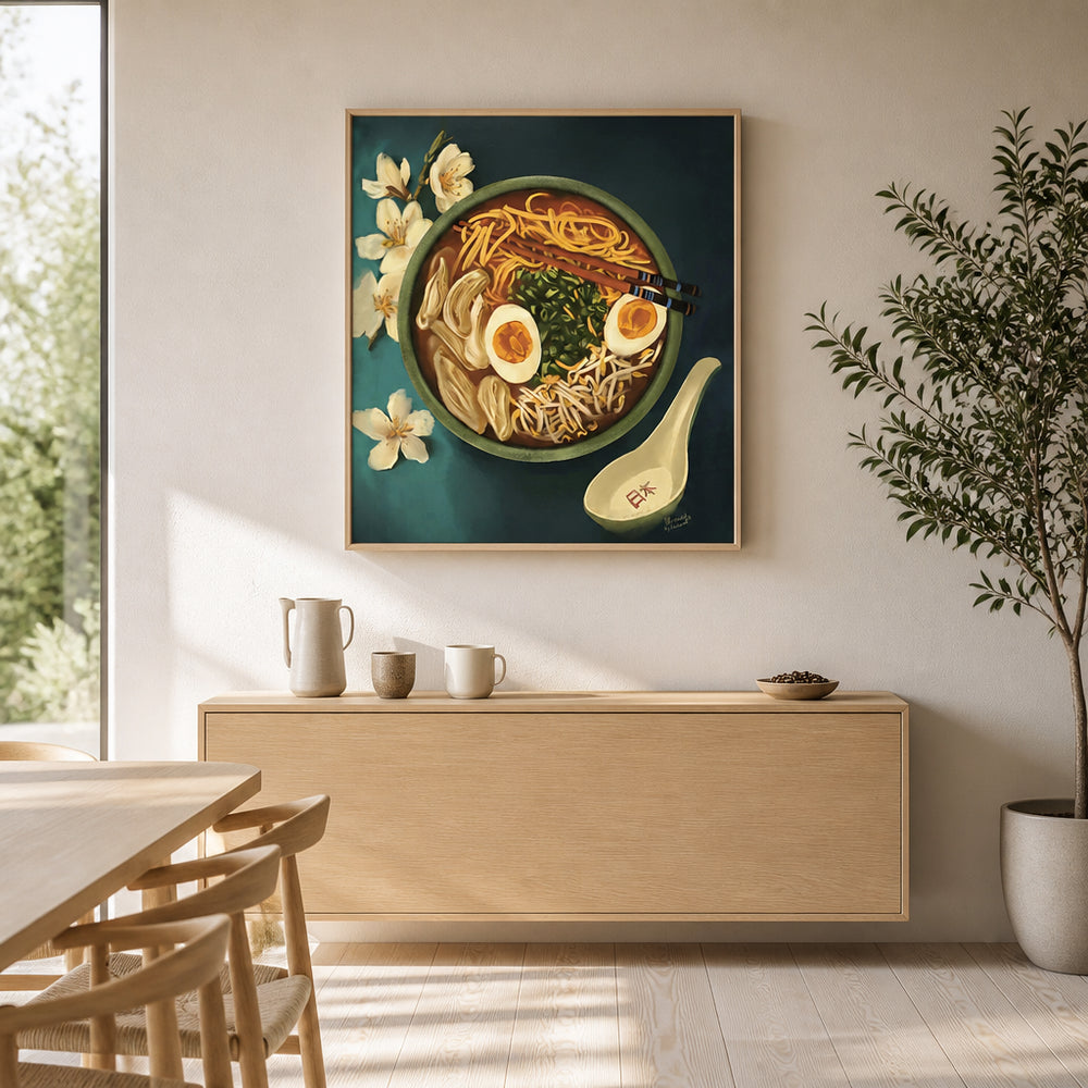 Room mockup featuring Japanese Ramen Bowl Art Print