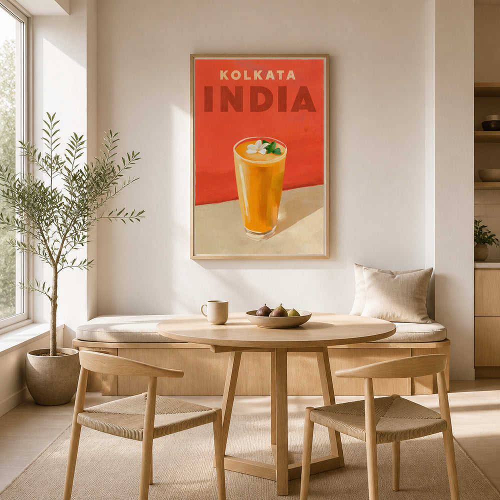 Room mockup featuring Kolkata India Mango Lassi Art Print