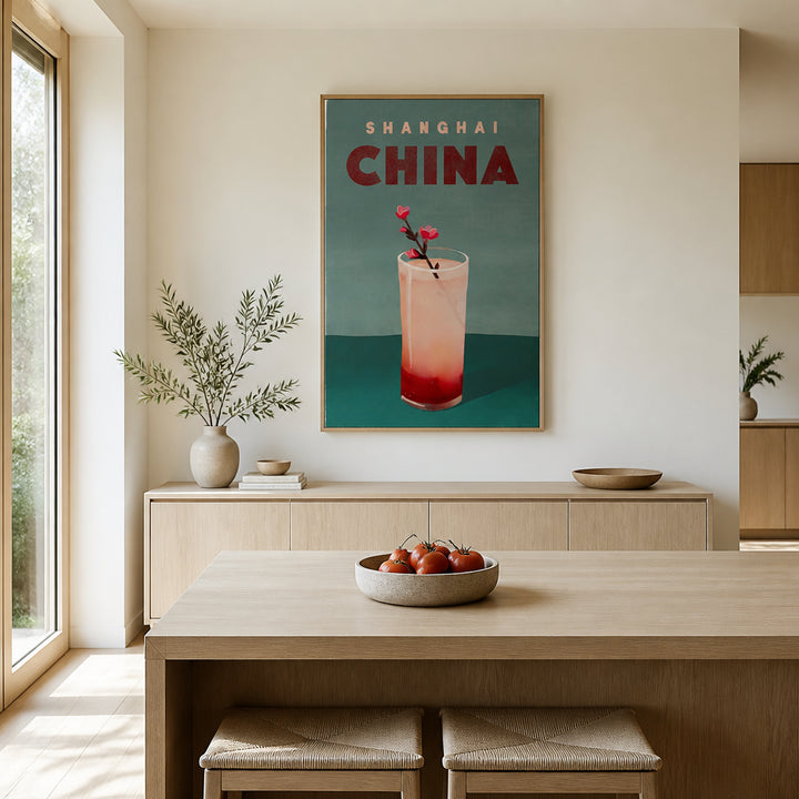 Room mockup featuring Shanghai Blossom Cocktail Art Print