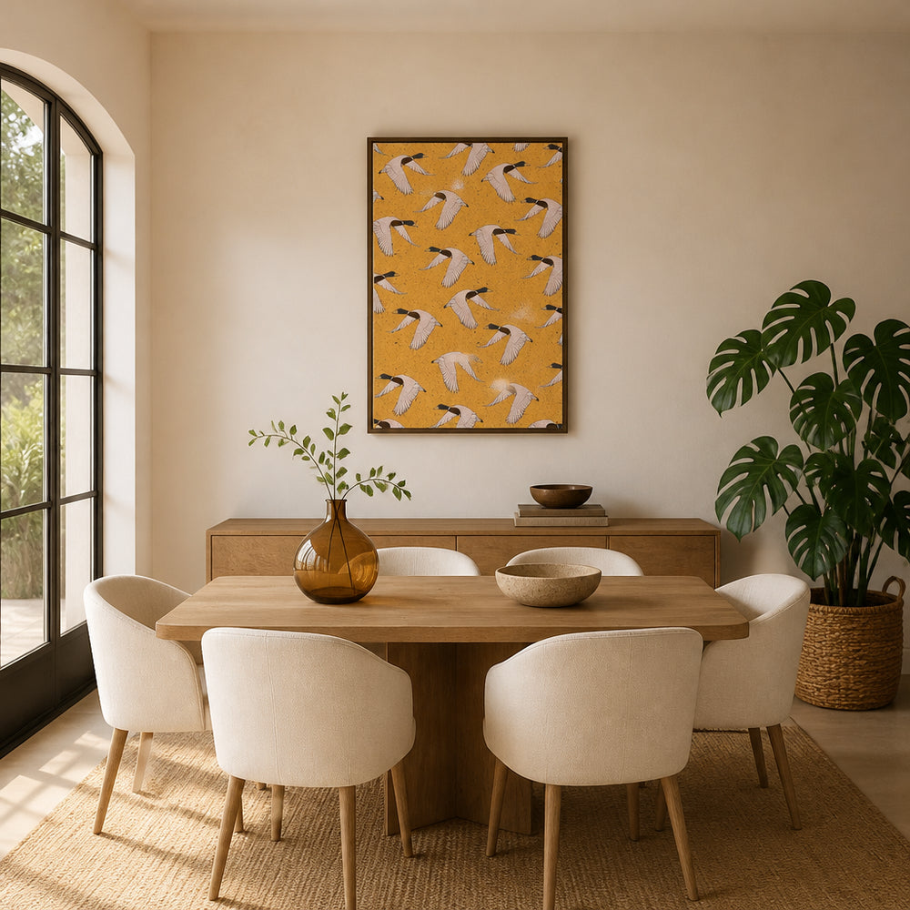 Room mockup featuring Flying Ducks Pattern Art Print