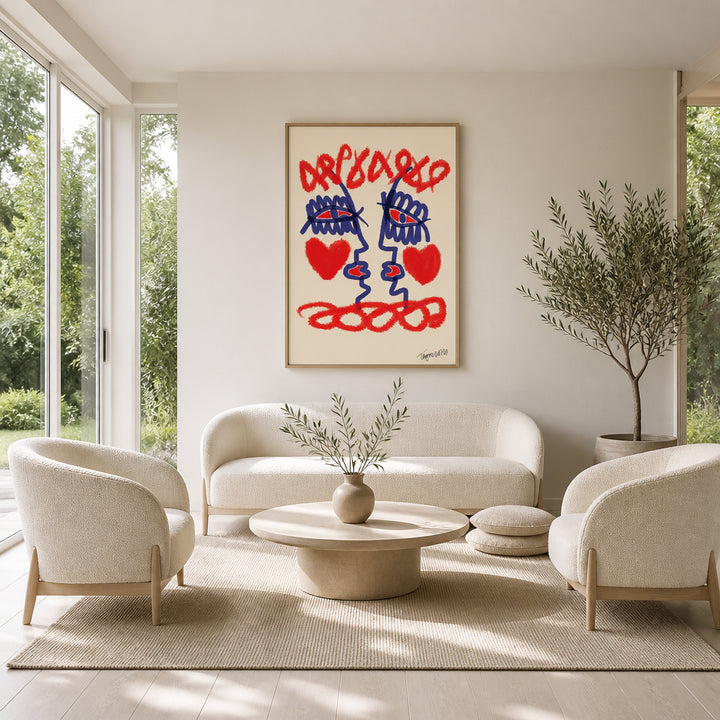 Room mockup featuring Two Faces Heart Connection Art Print