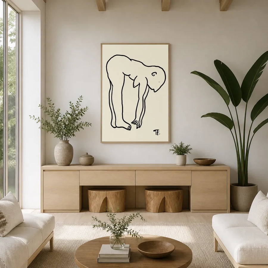 Minimalist Contemplative Figure Art Print in a room setting