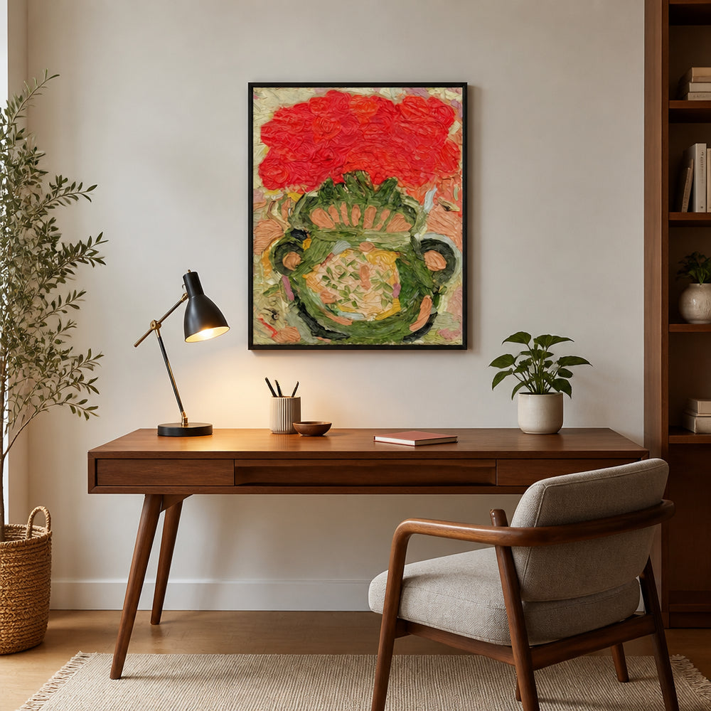 Room mockup featuring Vibrant Floral Vase Art Print
