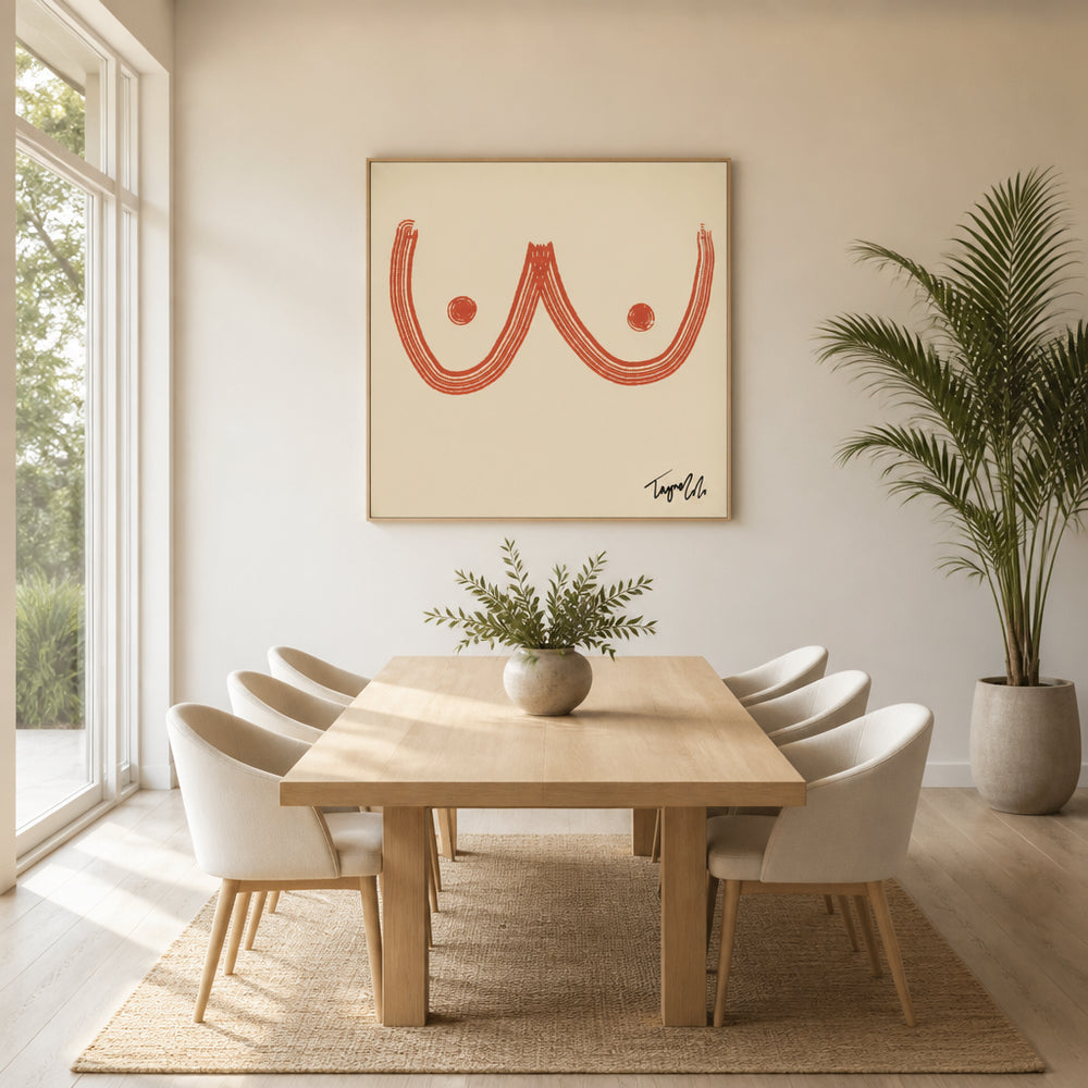 Room mockup featuring Minimalist Line Art Boobs Art Print