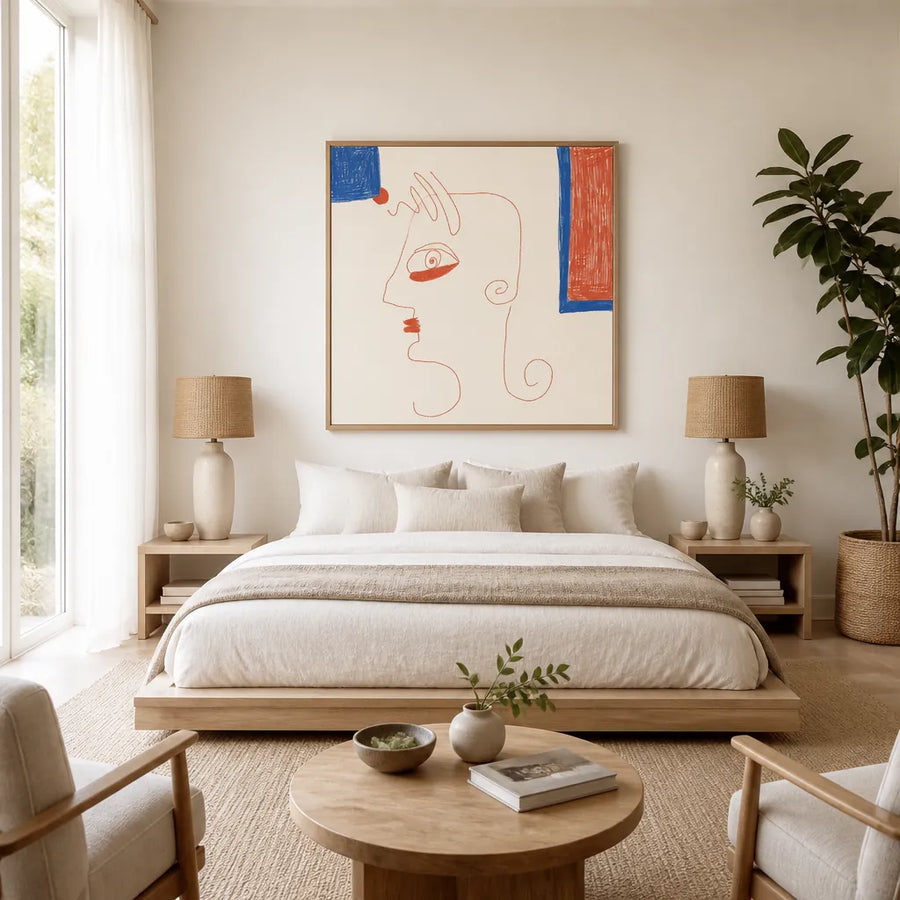Minimalist Modern Face Art Print in a room setting