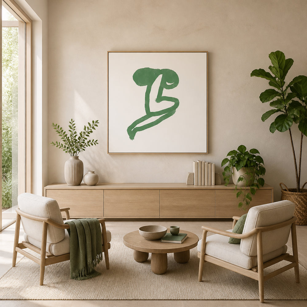 Room mockup featuring Abstract Green Figure Art Print