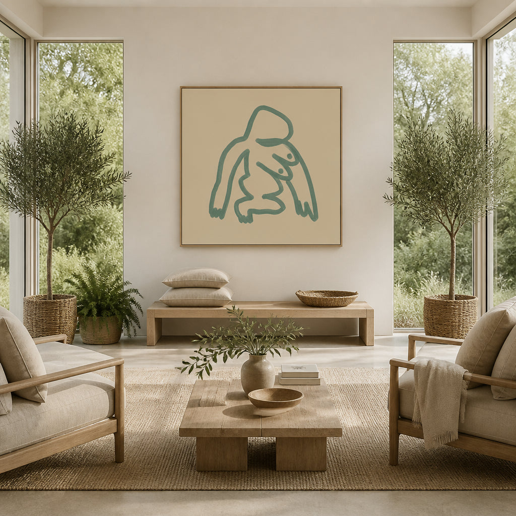 Room mockup featuring Abstract Green Figure Expression Art Print