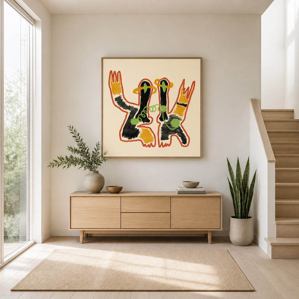 Room mockup featuring Intertwined Figures with Halo Art Print