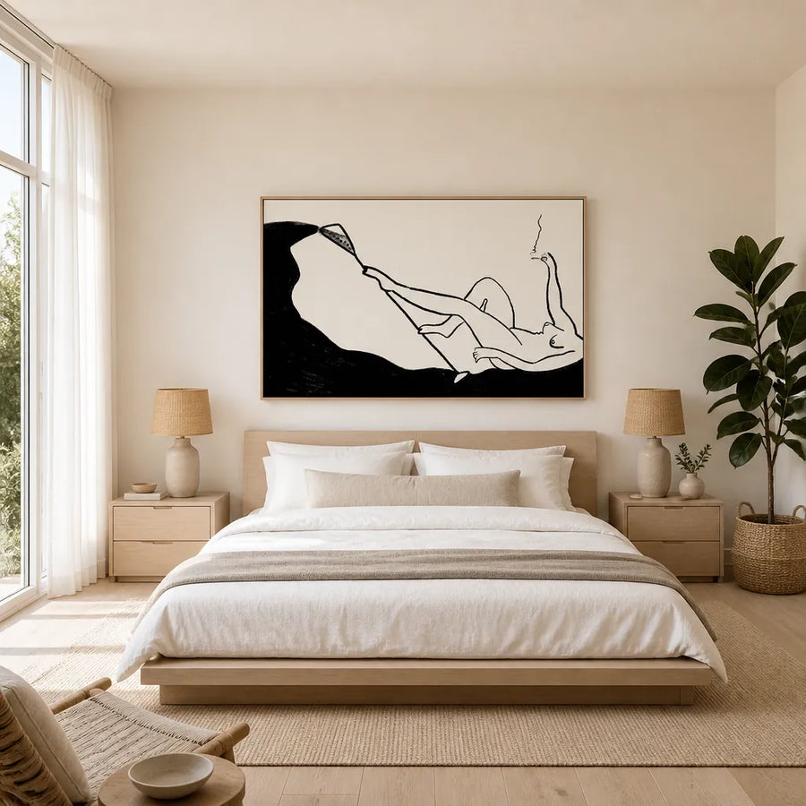 Reclining Nude with Oar Art Print in a room setting