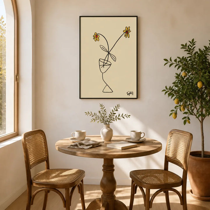 Room mockup featuring Whimsical Blooms Minimalist Art Print