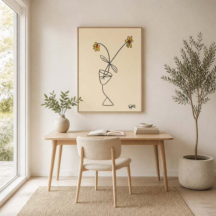 Room mockup featuring Whimsical Blooms Minimalist Art Print