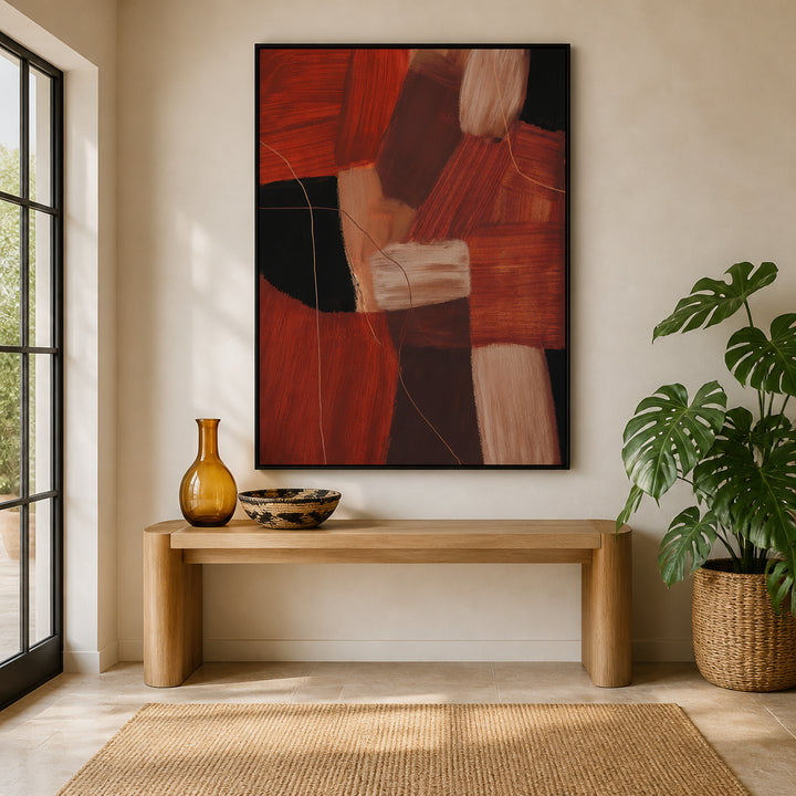 Room mockup featuring Terracotta Hues Abstract Art Print