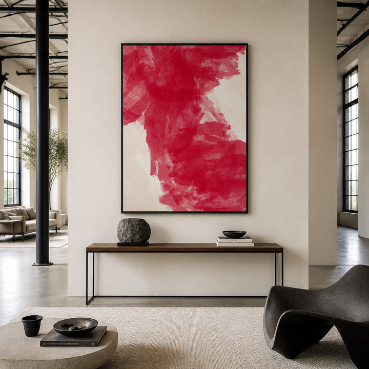 Room mockup featuring Crimson Brushstroke Fusion Art Print