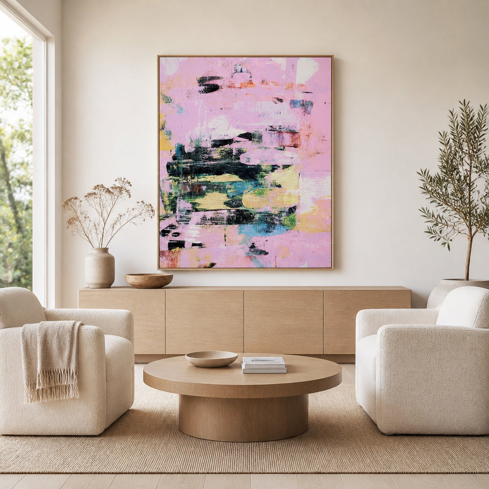 Room mockup featuring Abstract Pastel Layers Art Print
