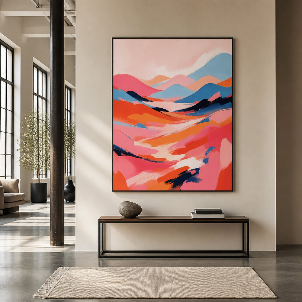 Room mockup featuring Vibrant Sunset Valleys Art Print