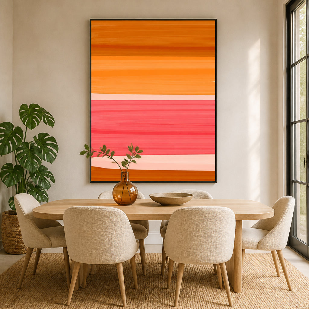 Room mockup featuring Radiant Sunset Stripe Art Print