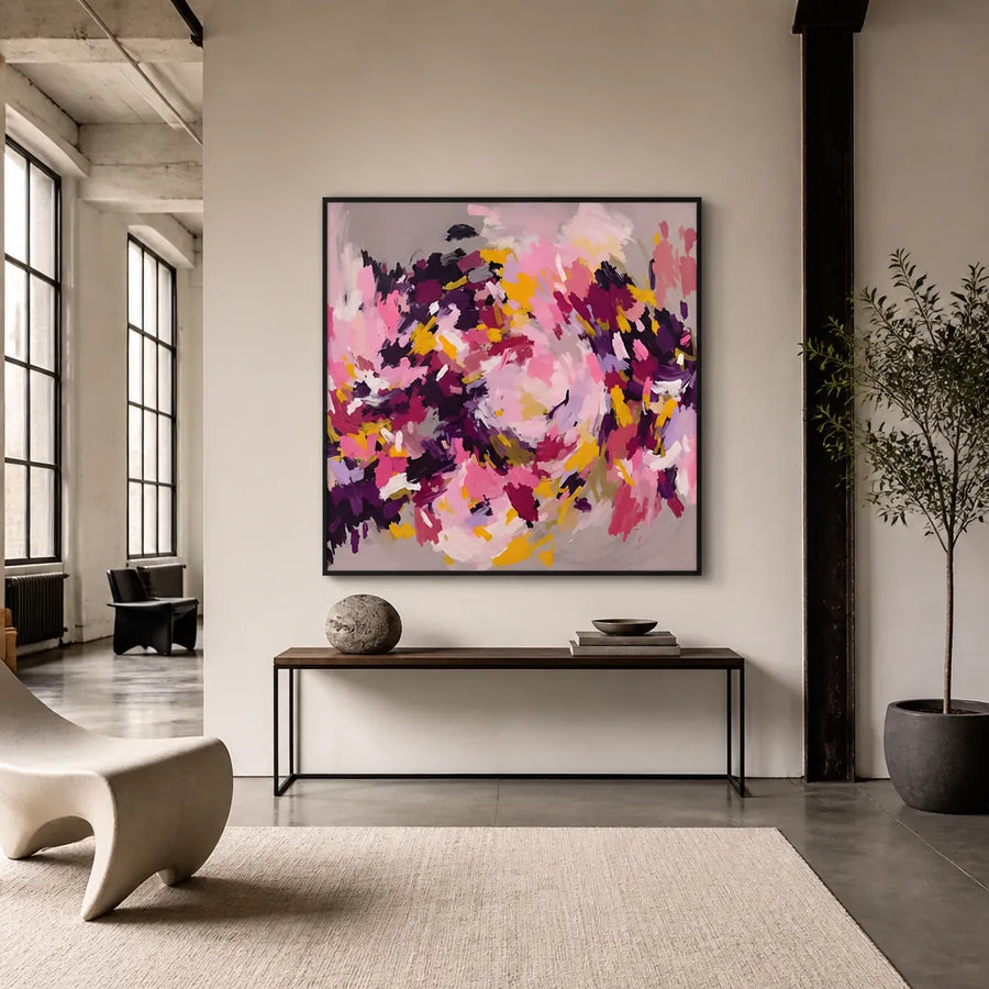 Vibrant Whirlwind Abstract Art Print in a room setting