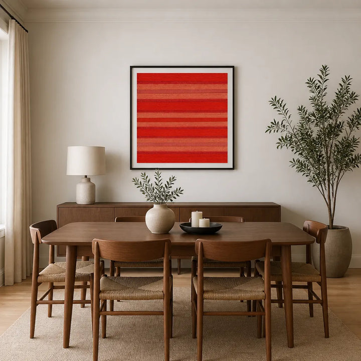 Room mockup featuring Red Textured Stripes Art Print