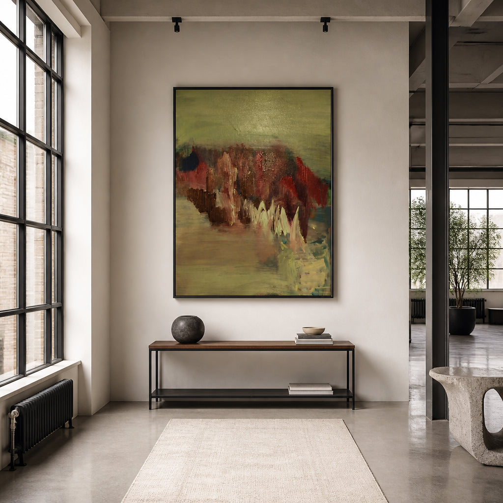 Room mockup featuring Autumnal Abstract Earth Tones Art Print